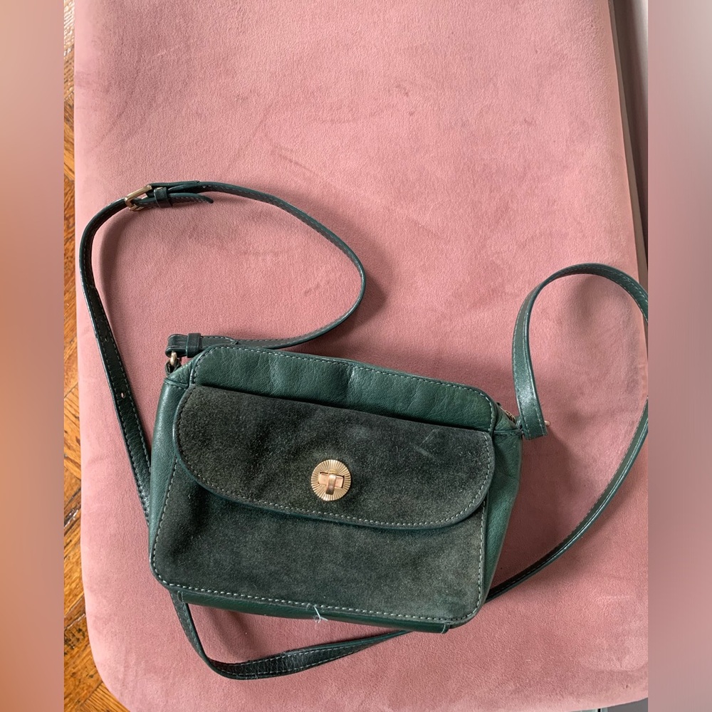 & Other Stories green leather and suede cross body purse